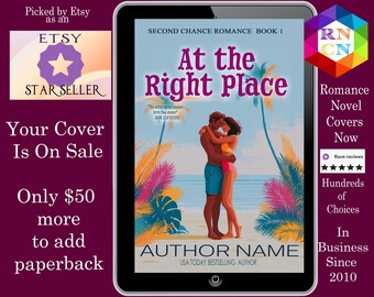 At the Right Place Romance Book Cover, Indie Author, sweet romance,  illustrated, summer romance