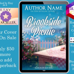 Brookside Picnic: romance book cover Indie Authors Budget covers,  romance cover, sweet book covers, second chance romance, Christian