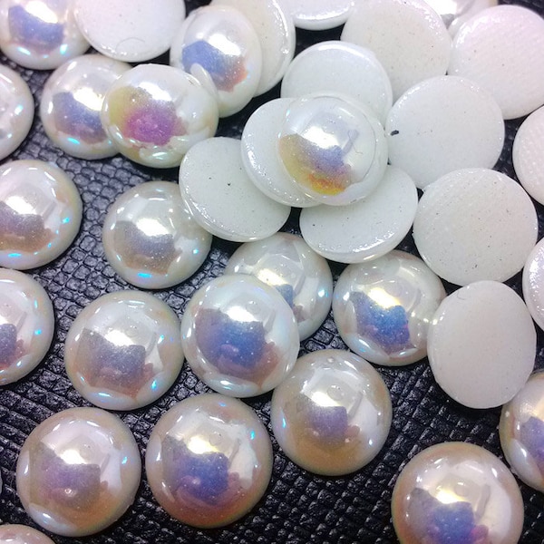 Milk AB Ceramic Half Pearl Flatback Iron-on Hotfix Rhinestones Stones ss10/16/20/30/40/50