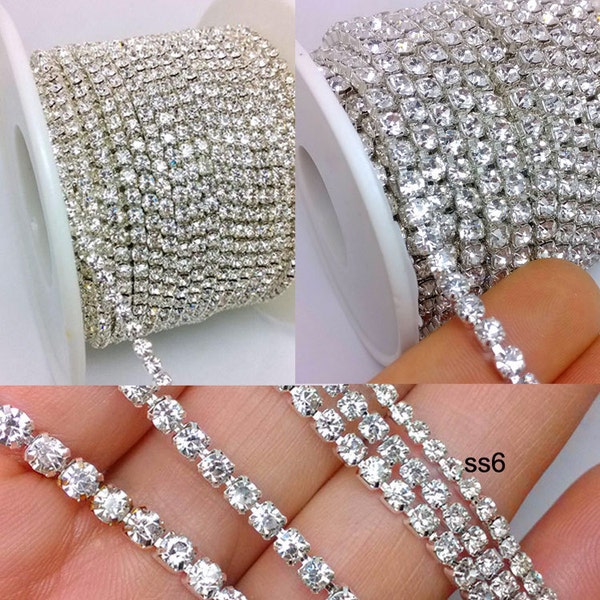 Tosnail Rhinestone Chain - 21.8 Yards 2.5mm Crystal Silver Diamond Ribbon For Crafts, Wedding Decor & Jewelry