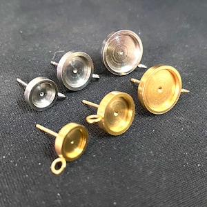 100 Stück Vergoldete Edelstahl Ohrring Ohrstecker Ohrstecker Stecker Cabochons Tacks Dicke Lünette mit Schleife
