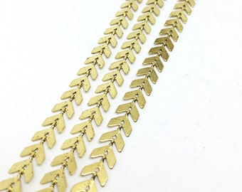 5 jardas de corrente Chevron de latão bruto, suprimentos para achados de espinhas de peixe, 6x6,5 mm