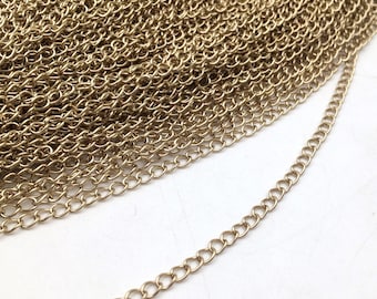 10/50 meter Non terni 14K real Gold Stainless Steel Extender Extension Soldered Curb Chain Welded Link #2 #3