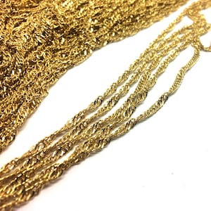 Anti Tarnish Real Gold Plated Stainless Steel Twisted Curb Water Wave Chain Sprial Helix 2.4/2.0mm Wide