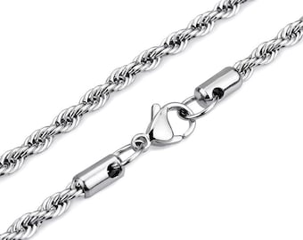 10pcs Silver Stainless Steel Rope Chain Necklace 2mm/3mm/4mm 18-24"