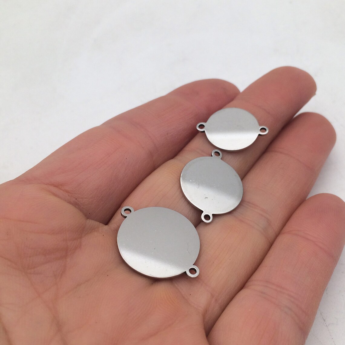 100/500pcs Stainless Steel Round Sleek Blanks Bead Connectors Etsy