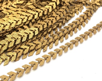5/10 Meters Raw Brass Textured Chevron Chain Fish Bone Findings Supplies 6x6.5mm