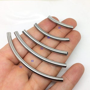 10pcs Stainless Steel Curved Steel Tubes Spacer Beads 4mm(2.8mm inner) From 30 To 70mm