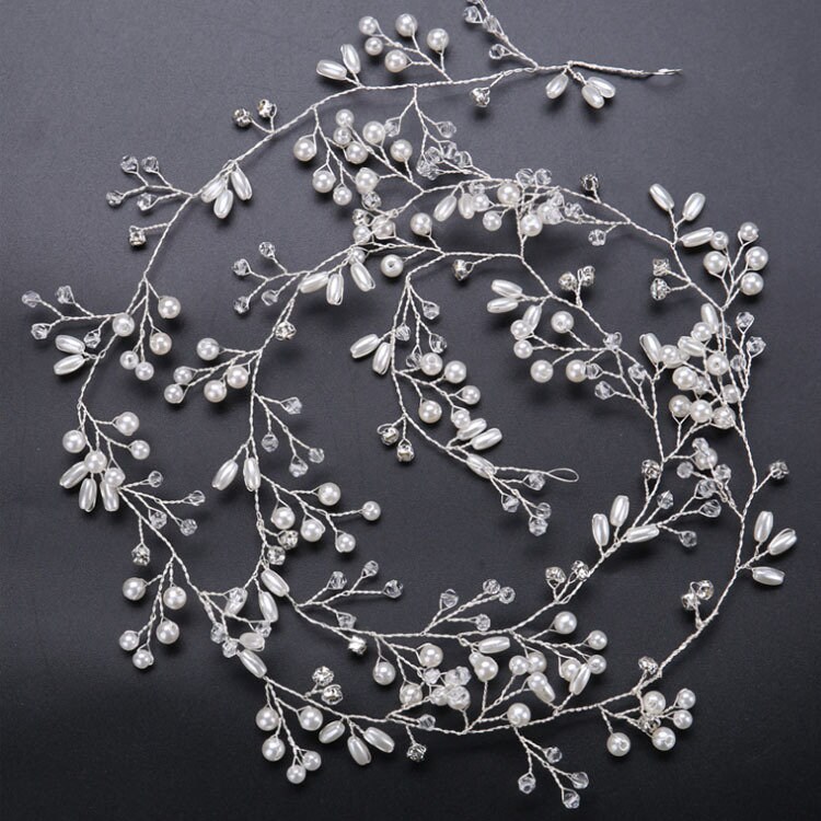 0.5/1.0/1.5 meter Crystal Faux Pearl Hair Vine Long Bridal Headpiece …