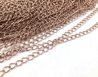 10/30 Meter Real Rose Gold sur l’extension en acier inoxydable Soudé Curb Chain Welded 3 Taille