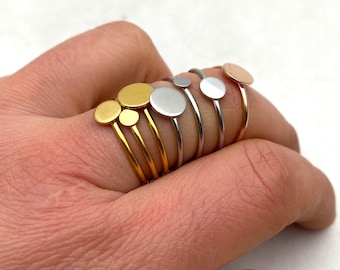 10/50pcs 18K oro real chapado acero inoxidable anillo libre tamaño abierto RING 4/6/8mm base en blanco para deco almohadilla Anillo mujeres