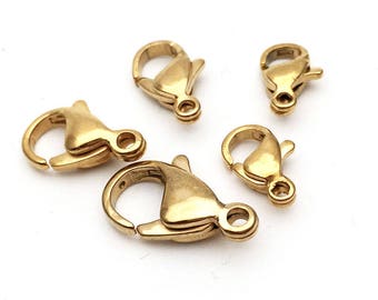 100/500 PCS Stainless Steel Real Gold Plated Lobster Clasps 9mm 10mm 11mm 12mm 13mm 15mm Bulk