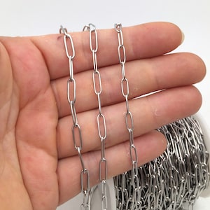 5/25 Meters Stainless Steel Long Oval Rectangle Soldered Link Chain 3 size Making chains