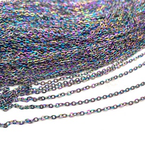 10 / 50 Meter PVD überzogener Regenbogen Bunte Edelstahl-Flachkabelkette Oval Link geschweißter gelöteter Link