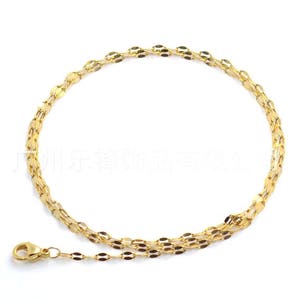 5pcs Anti Tarnish Real Gold Plated Over Stainless Steel Double Bar Chain Necklace Lip Chain Soldered Link 2x3mm 16&quot;-30&quot;
