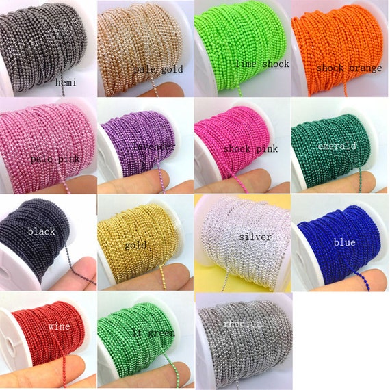 50 Yards Spool 1.5mm Colored Metal Ball Chain Unfinished Bulk Etsy