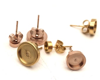 100 Stück 18k Gold Rose vergoldet Edelstahl Ohrstecker Ohrstecker Ohrstecker Cabochons Tacks Dicke Lünette 4/6/8/10mm innen