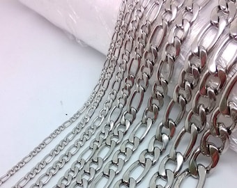 5/10 Meter abgeschrägt flache Figaro Edelstahl Stahl unfertigen Kette von 0,8 MM zu 3,0 mm Schmuck Zubehör Handwerk liefert