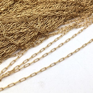 Stainless Steel 18K real gold plated Rectangle long ROUND wire Cable Chain Oval Link Soldered Drawn Chain