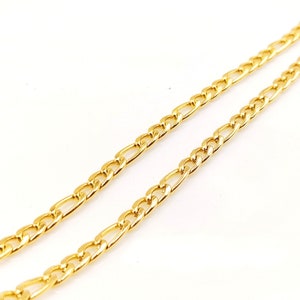 10/25 Meter 3mm breit 18k vergoldet Edelstahl Figaro Kette Schmuck machen Zubehör