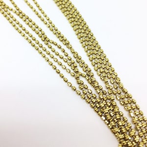 10 Yards 1.5mm Raw Brass DC Faceted Bling Solid Inside Double Ball Beaded Chain