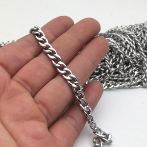 5/25 Meters 5.9x8.4mm Beveled Flat Curb Stainless Steel Chain 1.6mm thick Open Link