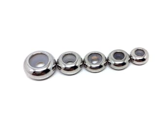 50 pezzi distanziatori in acciaio inossidabile Rondelle con anello in gomma all'interno Dimensioni a scelta 6/7/7,5/8/10 mm