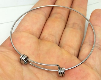 10pcs Adjustable Wrapped Stainless Steel Bracelet Bangle for Beads 1.2mm Thick Double Loops Expandable Jewelry Making