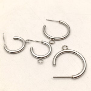 Minimalist 2.0mm thick Stainless Steel round open hoop with loop findings 14/20mm out