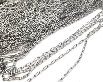 Stainless Steel Rectangle long ROUND wire Cable Chain Oval Link Soldered Drawn Chain 4 size