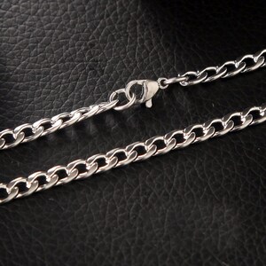10Pcs 3.6mm Wide Beveled Flat Curb Stainless Steel Chain Necklace Lobster Clasp 18&quot;-30&quot;