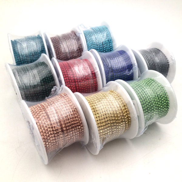 10 Yards nicht getrübt Kristall Glas Pointback bunten Strass Einstellung farbige Kette 2mm 10 Farben