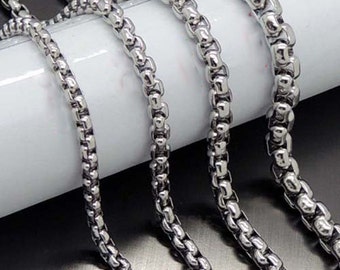 5 Meters Stainless Steel Square Rolo Link Chain 2.0mm 3.0mm 4.0mm Wide Open Link