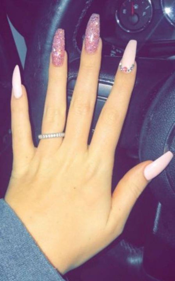 13 NAIL SHAPES Coffin Stiletto Mismatch Solid Glitter ...