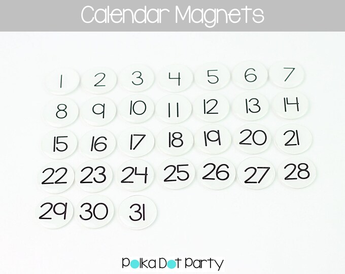 Monthly Calendar Numbers White Epoxy Resin Etsy