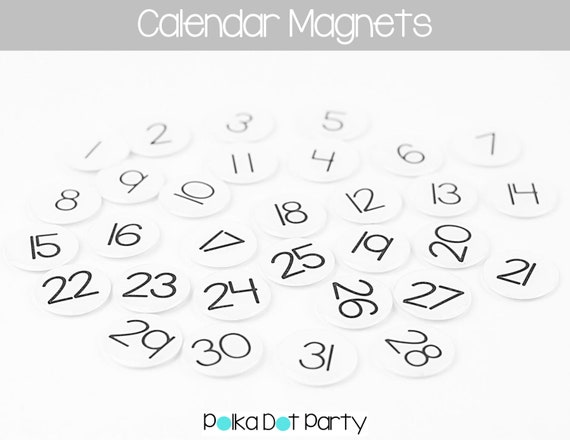 Monthly Magnetic Calendar Numbers White Epoxy Resin Etsy