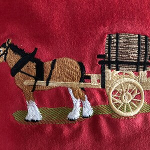 Clydesdale   Horse Pulling Wagon on Pillow Embroidered