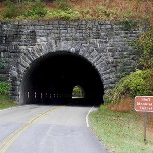 Mountain tunnel photo, Civilian Conservation Corps, Blue Ridge Mountains of Virginia, Bluff Mountain, Blue Ridge Pkwy, Appalachian Mountains