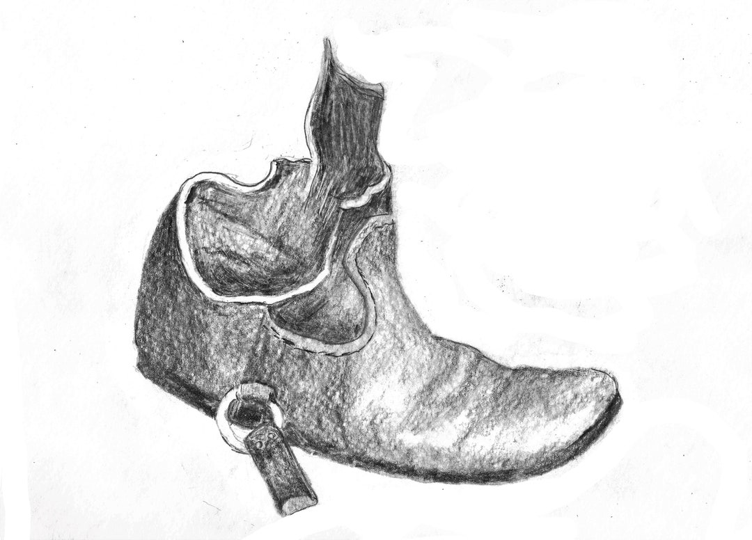 Work Boot Pencil Drawing Men's Boot Drawing Western Boot Etsy