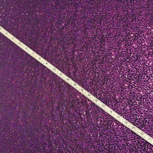 Holographic Purple mini Sequins on Grape Spandex Fabric / Fabric by the yard /