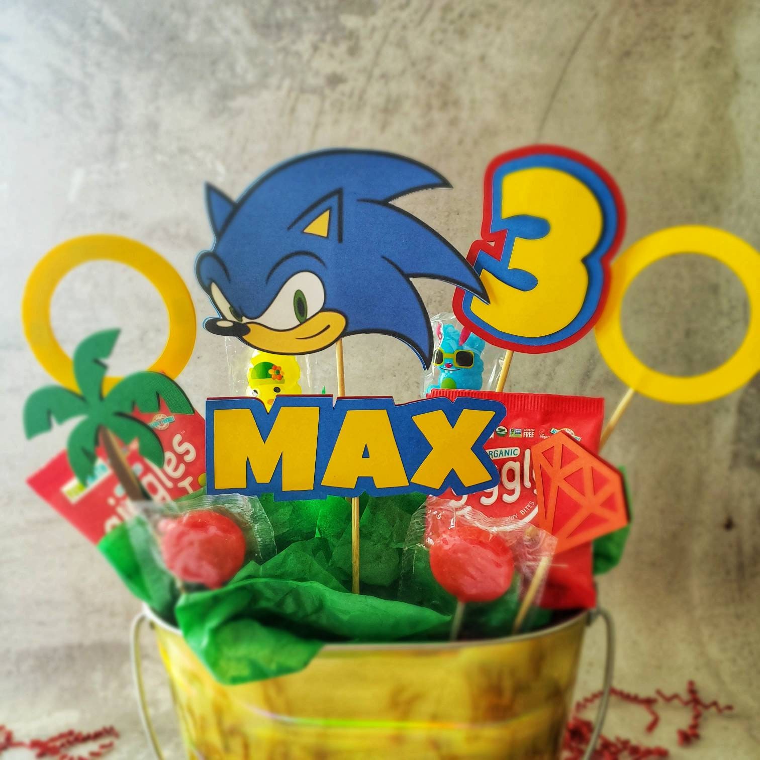 Sonic inspired Centerpieces party decor