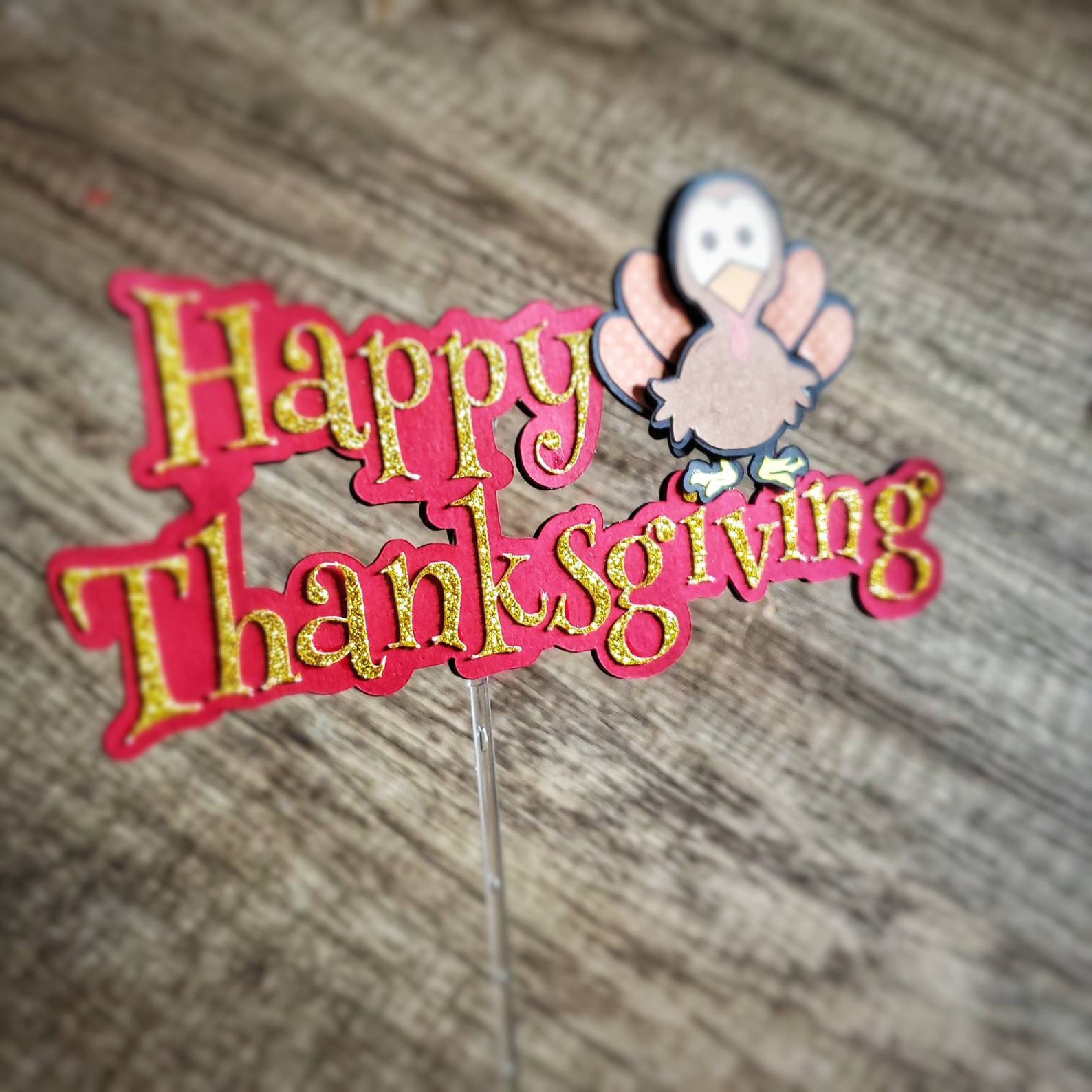 Happy Thanksgiving Cake Topper. Turkey and Pumpkins. | Etsy
