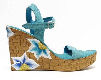 turquoise shoes wedges