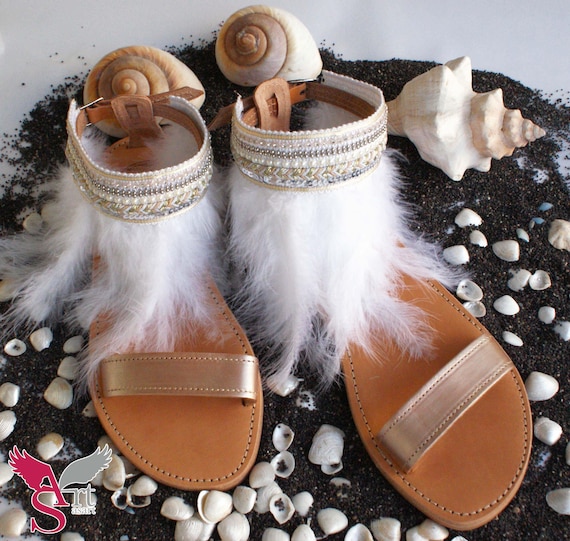 feather sandals flat