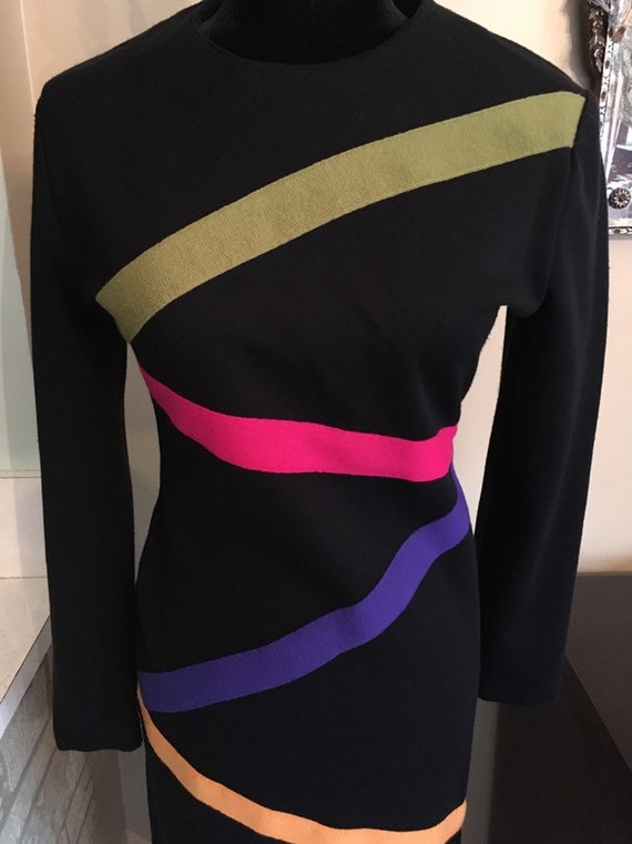 Vintage 1980s Womens Bold Colorful Long Sleeved D… - image 3