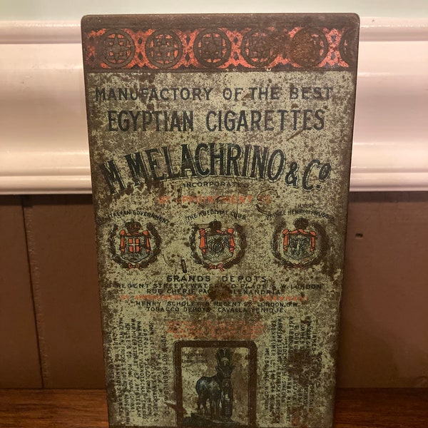 c1910-20s Egyptian Cigarettes M. Melachrino & Co. New York Cigarette Tobacco Antique Tin