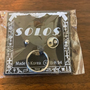 Vintage 1994 Solo Earrings sealed Yin Yang Silver Stud Hoop
