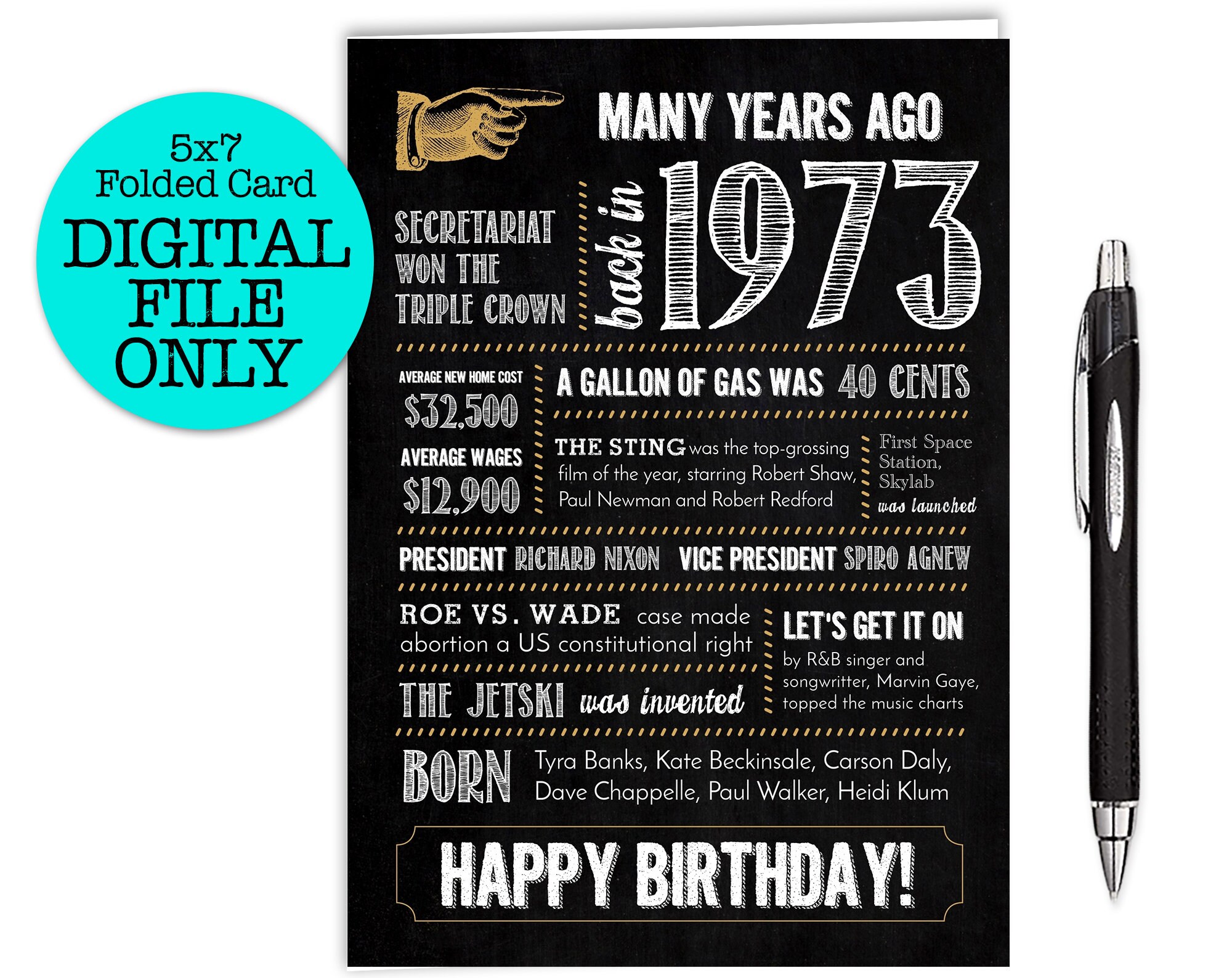 Born In 1973, 50 Today, 50th Birthday Card - Foto 2