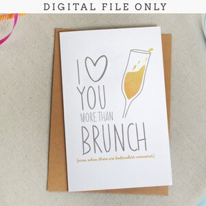 Biglietto d’amore per il brunch divertente stampabile, per chiunque, piegato 5,5 x 8,5, solo file digitale