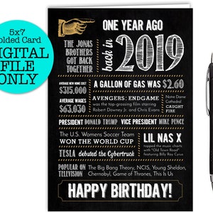 Tarjeta del 6.º aniversario, cumpleaños / Datos curiosos 2019 / Archivo digital Descarga instantánea / 5x7